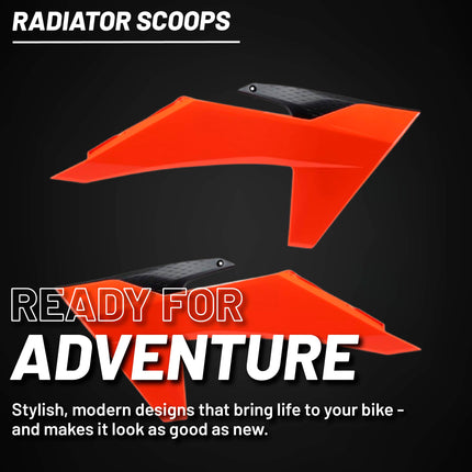 Polisport Radiator Scoops - Orange/Black Panels for KTM EXC 150 (2024-2026) - OEM Fit, Glossy Finish, Lightweight & Impact-Resistant, Easy Installation