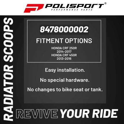 Polisport Radiator Scoops - White/Black Panels for Honda CRF 250R (2014-2017)  Honda CRF 450R (2013-2016)- OEM Fit, Glossy Finish, Lightweight & Impact-Resistant, Easy Installation