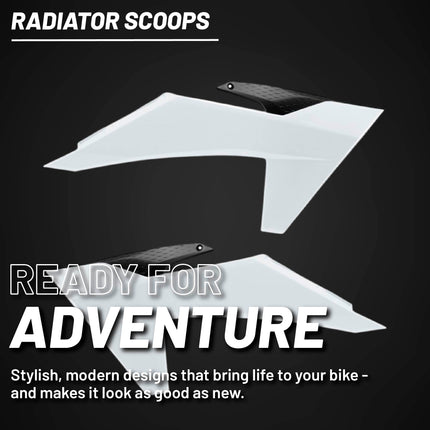 Polisport Radiator Scoops - White/Black Panels for Honda CRF 250R (2014-2017)  Honda CRF 450R (2013-2016)- OEM Fit, Glossy Finish, Lightweight & Impact-Resistant, Easy Installation