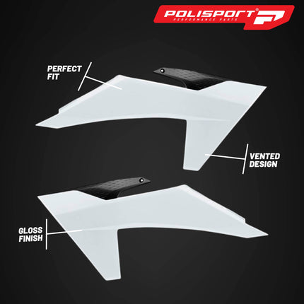 Polisport Radiator Scoops - White/Black Panels for Honda CRF 250R (2014-2017)  Honda CRF 450R (2013-2016)- OEM Fit, Glossy Finish, Lightweight & Impact-Resistant, Easy Installation