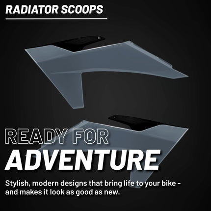 Polisport Radiator Scoops - Nardo Grey/Black Panels for KTM EXC/SX/XC (2023-2025) - OEM Fit, Glossy Finish, Lightweight & Impact-Resistant, Easy Installation