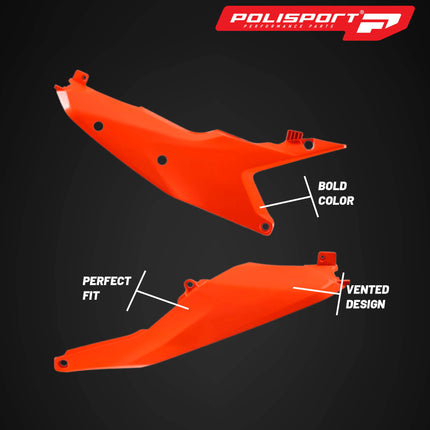 Polisport Motocross (MX) Replica Plastics Side Panels for KTM SX/SX-F/XC/XC-F (2023-2026) Dirt Bike - OEM Quality, Durable, Flexible & Perfect Fit - Orange