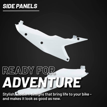 Polisport Motocross Motorcycles (MX) Side Panels for KTM SX, SX-F, XC, XC-F (2023-2026) Dirt Bikes - High-Impact Resistant Technical Plastic with UV Protection, OEM-Style Precise Fit - White