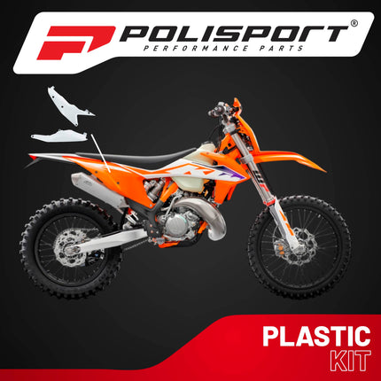 Polisport Motocross Motorcycles (MX) Side Panels for KTM SX, SX-F, XC, XC-F (2023-2026) Dirt Bikes - High-Impact Resistant Technical Plastic with UV Protection, OEM-Style Precise Fit - White