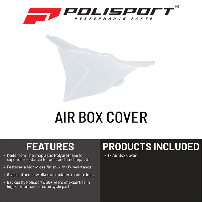 Polisport Airbox Cover-White KTM SX/F (2023 and Later) - High-Impact Durable Gloss Polypropylene, Direct Bolt-On OEM Style Fit for Motocross Dirt Bikes, Impact & Abrasion Resistant, Easy Install