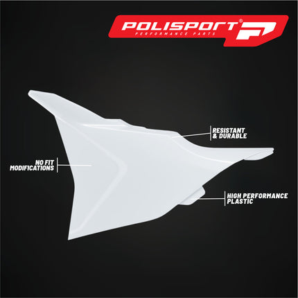 Polisport Airbox Cover-White KTM SX/F (2023 and Later) - High-Impact Durable Gloss Polypropylene, Direct Bolt-On OEM Style Fit for Motocross Dirt Bikes, Impact & Abrasion Resistant, Easy Install