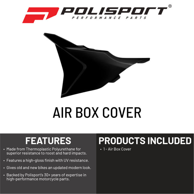 Polisport Airbox Cover-Black KTM SX/F (2023 and Later) - High-Impact Durable Gloss Polypropylene, Direct Bolt-On OEM Style Fit for Motocross Dirt Bikes, Impact & Abrasion Resistant, Easy Install
