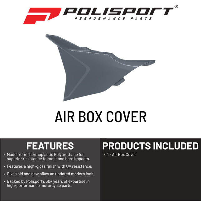 Polisport Airbox Cover-Nardo Grey KTM SX/F (2023 and Later) - High-Impact Durable Gloss Polypropylene, Direct Bolt-On OEM Style Fit for Motocross Dirt Bikes, Impact & Abrasion Resistant, Easy Install