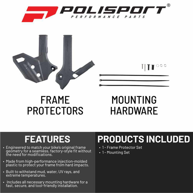 Polisport Motocross (MX) Motorcycle Frame Protector for Suzuki DRZ 400 (2000-2024) Dirt Bikes- OEM Quality for Superior Fit & Durable Protection, Easy Installation - Nardo Grey