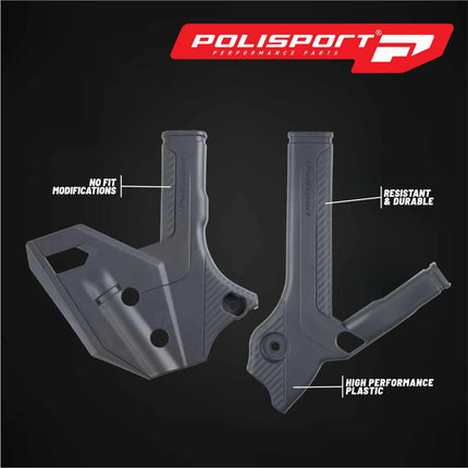 Polisport Motocross (MX) Motorcycle Frame Protector for Suzuki DRZ 400 (2000-2024) Dirt Bikes- OEM Quality for Superior Fit & Durable Protection, Easy Installation - Nardo Grey