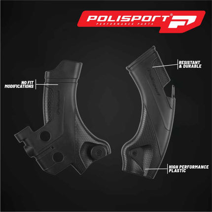 Polisport Motocross (MX) Motorcycle Frame Protector for Honda CRF 250R/450R (2021-2024) Dirt Bikes- OEM Quality for Superior Fit & Durable Protection, Easy Installation - Black