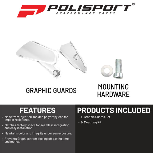 Polisport Graphic Guard for Yamaha YZ450F (2018+), YZ250F/FX/WRF450 (2019+), FX/WRF250 (2020+) - Durable Injection-Molded Plastic - OEM Fit - Clear