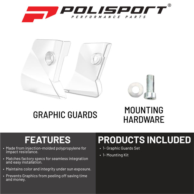 Polisport Graphic Guard for Honda CRF250R (2018-2021), CRF450R (2017-2020) - Injection-Molded Plastic - OEM Fit - Clear Radiator Shroud Protection