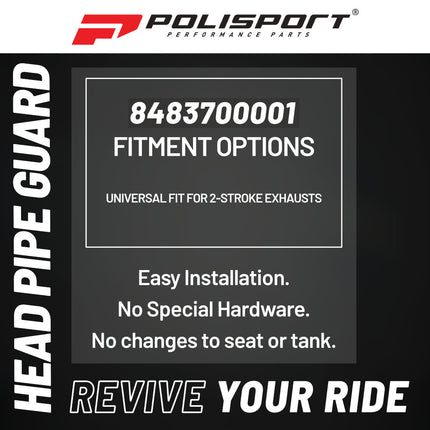 Polisport Armadillo Head Pipe Guard - Black, 22cm/8.6in, Heat-Resistant Silicone & Stainless Steel, Adaptable to Various Dirtbike Models, Flexible Design, Off-Road Protection