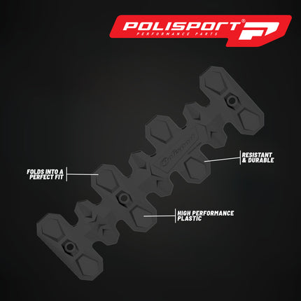 Polisport Armadillo Head Pipe Guard - Black, 22cm/8.6in, Heat-Resistant Silicone & Stainless Steel, Adaptable to Various Dirtbike Models, Flexible Design, Off-Road Protection