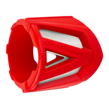 Polisport Silencer Protector (200-300mm/7.8-11.8in) - Durable Silicone-Metal Motorcycle Exhaust Guard, Easy Install, Universal Fit (Red)