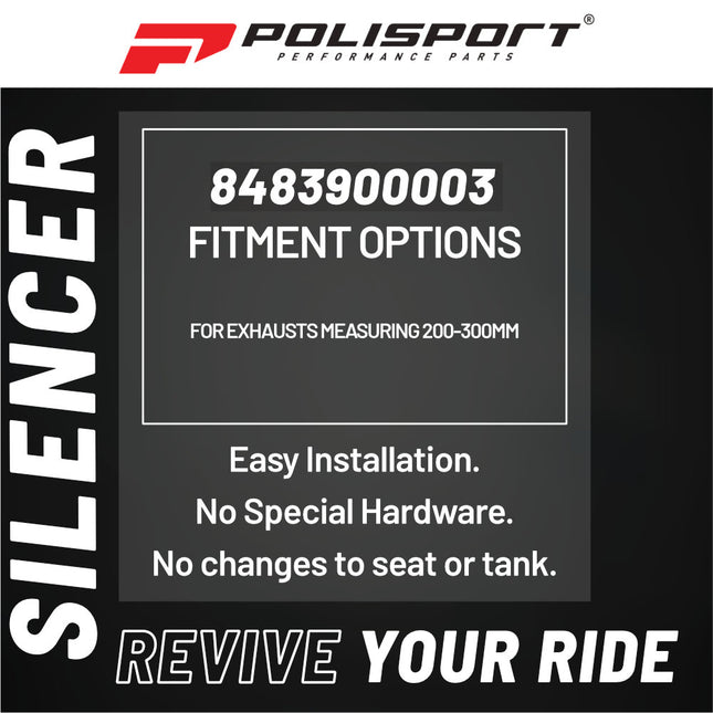 Polisport Silencer Protector (200-300mm/7.8-11.8in) - Durable Silicone-Metal Motorcycle Exhaust Guard, Easy Install, Universal Fit (Red)