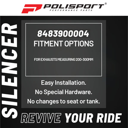 Polisport Silencer Protector (200-300mm/7.8-11.8in) - Durable Silicone-Metal Motorcycle Exhaust Guard, Easy Install, Universal Fit (Blue)