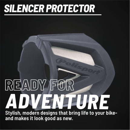 Polisport Silencer Protector (200-300mm/7.8-11.8in) - Durable Silicone-Metal Motorcycle Exhaust Guard, Easy Install, Universal Fit (Nardo Grey)