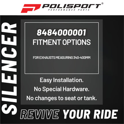 Polisport Silencer Protector (340-400mm/13.4-15.7in) - Durable Silicone-Metal Motorcycle Exhaust Guard, Easy Install, Universal Fit (Black)