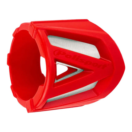Polisport Silencer Protector (340-400mm/13.4-15.7in) - Durable Silicone-Metal Motorcycle Exhaust Guard, Easy Install, Universal Fit (Red)