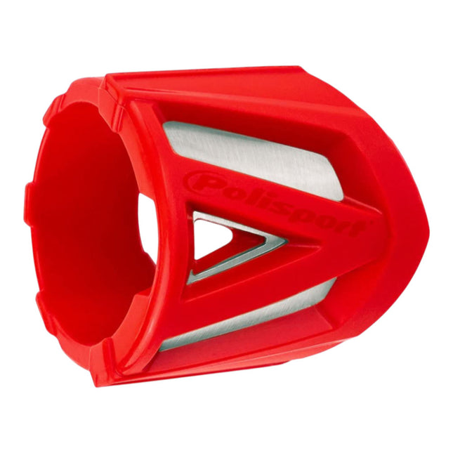 Polisport Silencer Protector (340-400mm/13.4-15.7in) - Durable Silicone-Metal Motorcycle Exhaust Guard, Easy Install, Universal Fit (Red)
