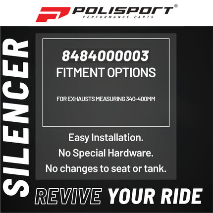 Polisport Silencer Protector (340-400mm/13.4-15.7in) - Durable Silicone-Metal Motorcycle Exhaust Guard, Easy Install, Universal Fit (Red)