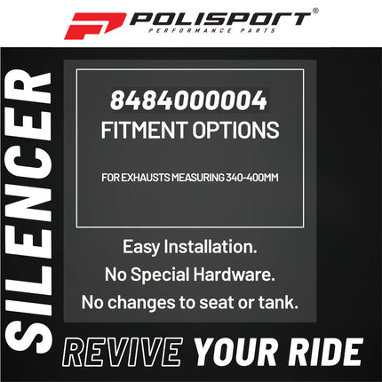 Polisport Silencer Protector (340-400mm/13.4-15.7in) - Durable Silicone-Metal Motorcycle Exhaust Guard, Easy Install, Universal Fit (Blue)
