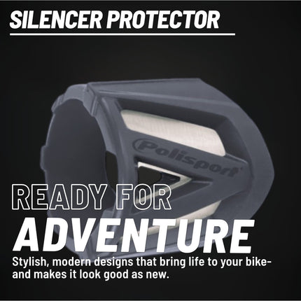 Polisport Silencer Protector (340-400mm/13.4-15.7in) - Durable Silicone-Metal Motorcycle Exhaust Guard, Easy Install, Universal Fit (Nardo Grey)
