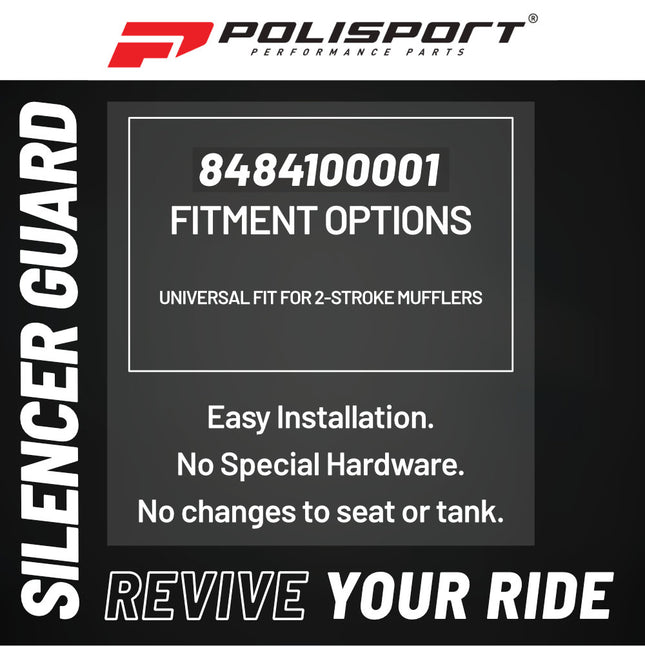 Polisport Armadillo Silencer Guard - Black, 30cm Length, Dual-Compound Silicone & Stainless Steel, Universal Fit for 2-Stroke Mufflers, Heat-Resistant, Impact-Proof, Easy Install