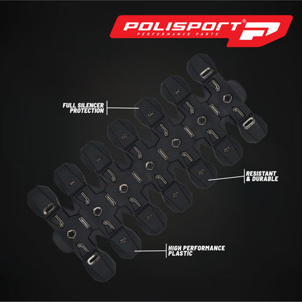 Polisport Armadillo Silencer Guard - Black, 30cm Length, Dual-Compound Silicone & Stainless Steel, Universal Fit for 2-Stroke Mufflers, Heat-Resistant, Impact-Proof, Easy Install
