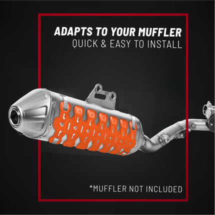 Polisport Armadillo Silencer Guard - Orange, 30cm Length, Dual-Compound Silicone & Stainless Steel, Universal Fit for 2-Stroke Mufflers, Heat-Resistant, Impact-Proof, Easy Install