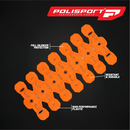 Polisport Armadillo Silencer Guard - Orange, 30cm Length, Dual-Compound Silicone & Stainless Steel, Universal Fit for 2-Stroke Mufflers, Heat-Resistant, Impact-Proof, Easy Install