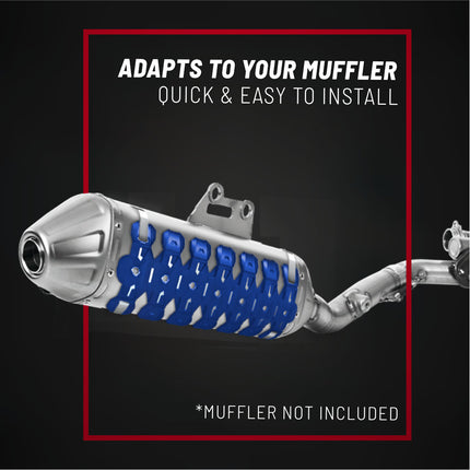 Polisport Armadillo Silencer Guard - Blue, 30cm Length, Dual-Compound Silicone & Stainless Steel, Universal Fit for 2-Stroke Mufflers, Heat-Resistant, Impact-Proof, Easy Install