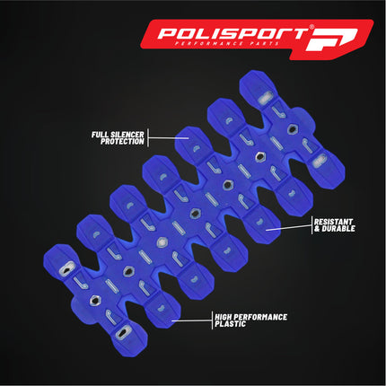 Polisport Armadillo Silencer Guard - Blue, 30cm Length, Dual-Compound Silicone & Stainless Steel, Universal Fit for 2-Stroke Mufflers, Heat-Resistant, Impact-Proof, Easy Install