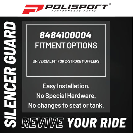 Polisport Armadillo Silencer Guard - Red, 30cm Length, Dual-Compound Silicone & Stainless Steel, Universal Fit for 2-Stroke Mufflers, Heat-Resistant, Impact-Proof, Easy Install