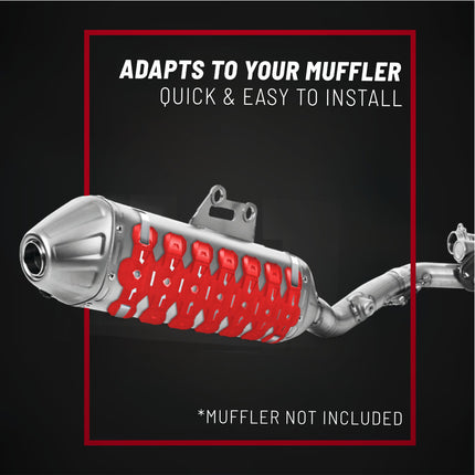 Polisport Armadillo Silencer Guard - Red, 30cm Length, Dual-Compound Silicone & Stainless Steel, Universal Fit for 2-Stroke Mufflers, Heat-Resistant, Impact-Proof, Easy Install