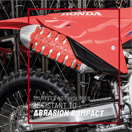 Polisport Armadillo Silencer Guard - Red, 30cm Length, Dual-Compound Silicone & Stainless Steel, Universal Fit for 2-Stroke Mufflers, Heat-Resistant, Impact-Proof, Easy Install