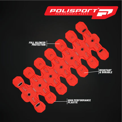 Polisport Armadillo Silencer Guard - Red, 30cm Length, Dual-Compound Silicone & Stainless Steel, Universal Fit for 2-Stroke Mufflers, Heat-Resistant, Impact-Proof, Easy Install