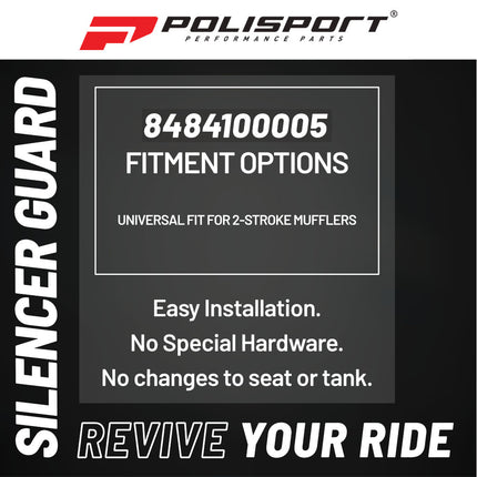 Polisport Armadillo Silencer Guard - Nardo Grey, 30cm Length, Dual-Compound Silicone & Stainless Steel, Universal Fit for 2-Stroke Mufflers, Heat-Resistant, Impact-Proof, Easy Install