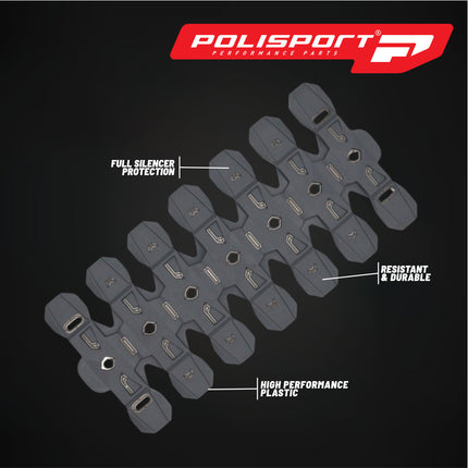 Polisport Armadillo Silencer Guard - Nardo Grey, 30cm Length, Dual-Compound Silicone & Stainless Steel, Universal Fit for 2-Stroke Mufflers, Heat-Resistant, Impact-Proof, Easy Install