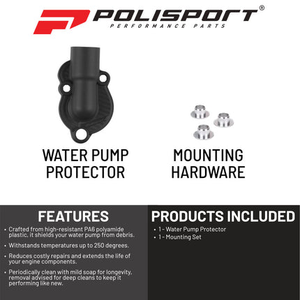 Polisport Motocross Motorcycles (MX) Water Pump cover for Honda CRF450R/RX Off-Road Bikes (2017-2024) Protector Guard - Impact & Abrasion Resistant PA6 Plastic, Easy Install High-Temp Durable - Black