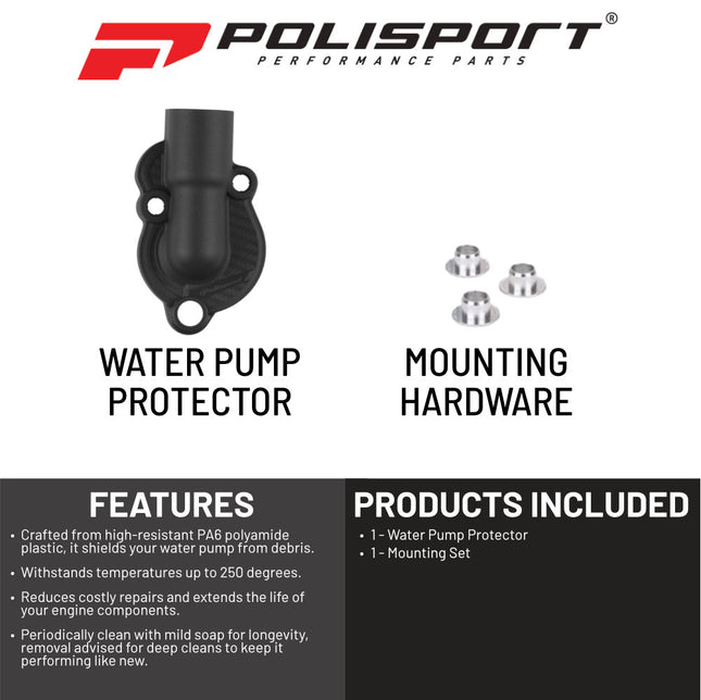 Polisport Motocross Motorcycles (MX) Water Pump cover for Honda CRF450R/RX Off-Road Bikes (2017-2024) Protector Guard - Impact & Abrasion Resistant PA6 Plastic, Easy Install High-Temp Durable - Black