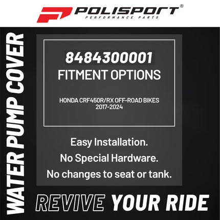 Polisport Motocross Motorcycles (MX) Water Pump cover for Honda CRF450R/RX Off-Road Bikes (2017-2024) Protector Guard - Impact & Abrasion Resistant PA6 Plastic, Easy Install High-Temp Durable - Black
