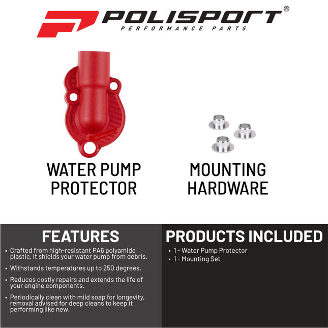 Polisport Motocross Motorcycles (MX) Water Pump cover for Honda CRF450R/RX Off-Road Bikes (2017-2024) Protector Guard - Impact & Abrasion Resistant PA6 Plastic, Easy Install High-Temp Durable - Red