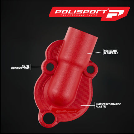 Polisport Motocross Motorcycles (MX) Water Pump cover for Honda CRF450R/RX Off-Road Bikes (2017-2024) Protector Guard - Impact & Abrasion Resistant PA6 Plastic, Easy Install High-Temp Durable - Red