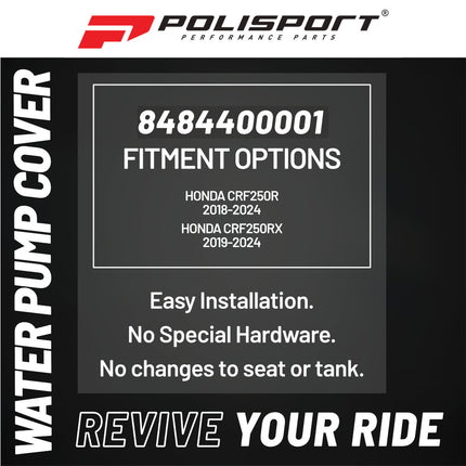 Polisport Motocross Motorcycles (MX) Water Pump cover for Honda CRF250R (2018-2024) CRF250RX (2019-2024) Dirt Bikes - Impact & Abrasion Resistant PA6 Plastic for  - Easy Install Durable - Black