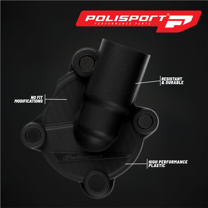 Polisport Motocross Motorcycles (MX) Water Pump cover for Honda CRF250R (2018-2024) CRF250RX (2019-2024) Dirt Bikes - Impact & Abrasion Resistant PA6 Plastic for  - Easy Install Durable - Black