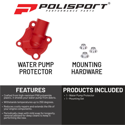 Polisport Motocross Motorcycles (MX) Water Pump cover for Honda CRF250R (2018-2024) CRF250RX (2019-2024) Dirt Bikes - Impact & Abrasion Resistant PA6 Plastic for  - Easy Install Durable - Red