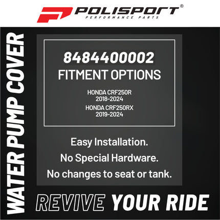 Polisport Motocross Motorcycles (MX) Water Pump cover for Honda CRF250R (2018-2024) CRF250RX (2019-2024) Dirt Bikes - Impact & Abrasion Resistant PA6 Plastic for  - Easy Install Durable - Red